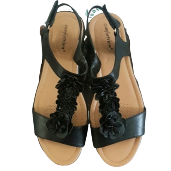 ROAMANS ☆ COMFORTVIEW ☆ FLORAL T~STRAP SANDALS ☆ Size 10WW ☆ NEW - Picture 2 of 6